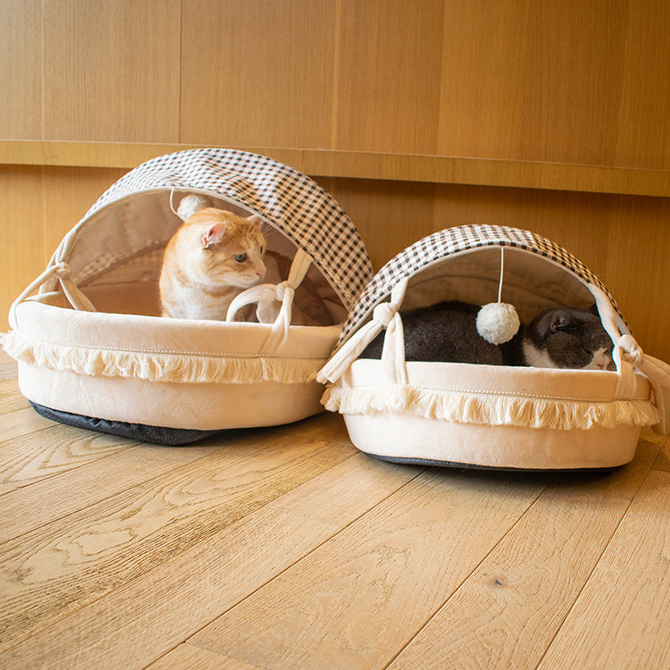Checked Pattern Warm Cotton 60cm Large Foldable Cradle Cat Bed