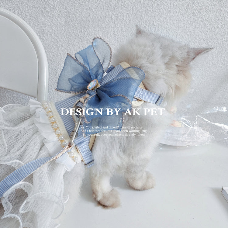 Handmade Princess Lace dress with Leash for Cat