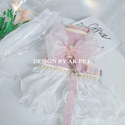 Handmade Princess Lace dress with Leash for Cat