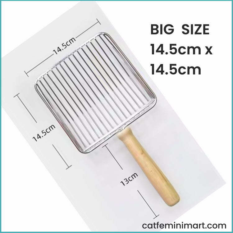 Stainless steel wooden handle cat litter shovel set - Scoop & Stand holder