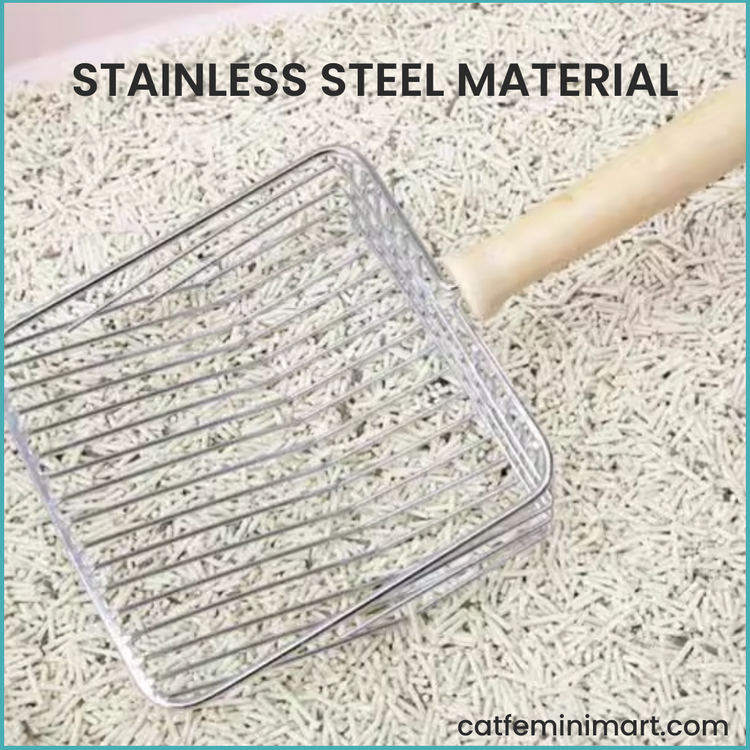 Stainless steel wooden handle cat litter shovel set - Scoop & Stand holder