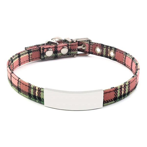 Classic Pattern Pet Collar with Anti-Loss ID Tag and Copper Bell