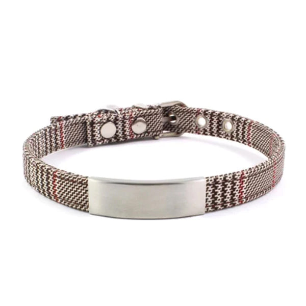 Classic Pattern Pet Collar with Anti-Loss ID Tag and Copper Bell