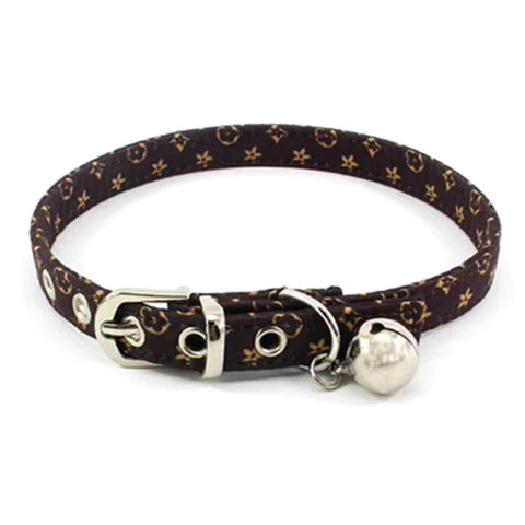 Classic Pattern Pet Collar with Anti-Loss ID Tag and Copper Bell