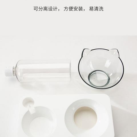 Automatic Cat Water Dispenser with Transparent Food Bowl