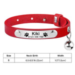 Personalized Cat Leather Collar Custom Engraved Nameplate