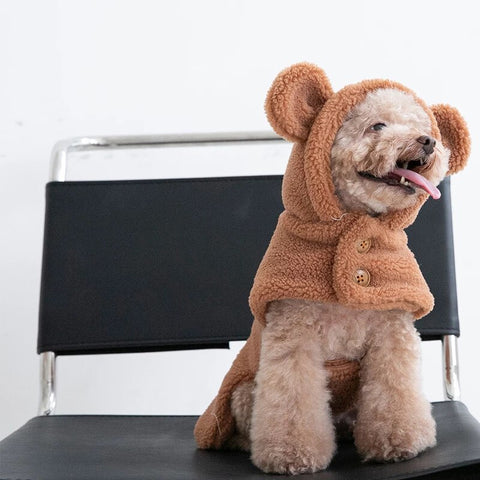 Lovely Small Dog Costume Teddy Bear Coat Cloak Pet Clothes